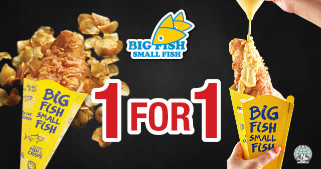 Featured image for Big Fish Small Fish is offering 1 for 1 Signature Fish & Crisps deal at all outlets till 16 Oct 2022