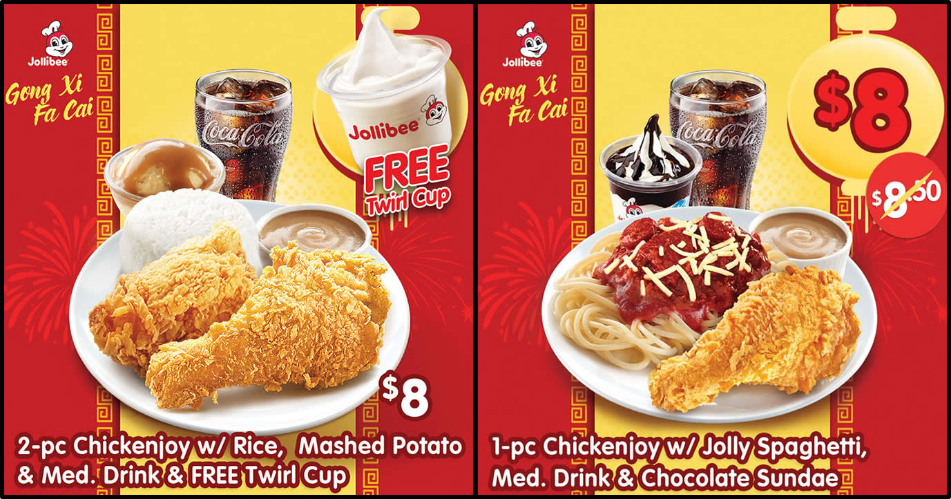 Featured image for Enjoy big meals for as low as $8 with Jollibee Singapore's latest e-coupons (24 Jan - 14 Feb 2020)