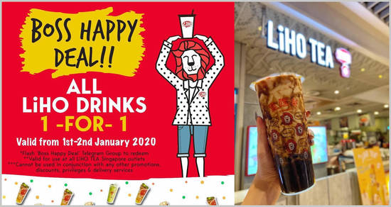 Featured image for LiHO is offering 1-for-1 for any regular priced drinks all-day till 2 January 2020