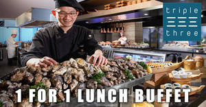 Featured image for (EXPIRED) Triple Three: Enjoy 1-for-1 weekend lunch buffet with DBS/POSB cards till 31 Mar 2021