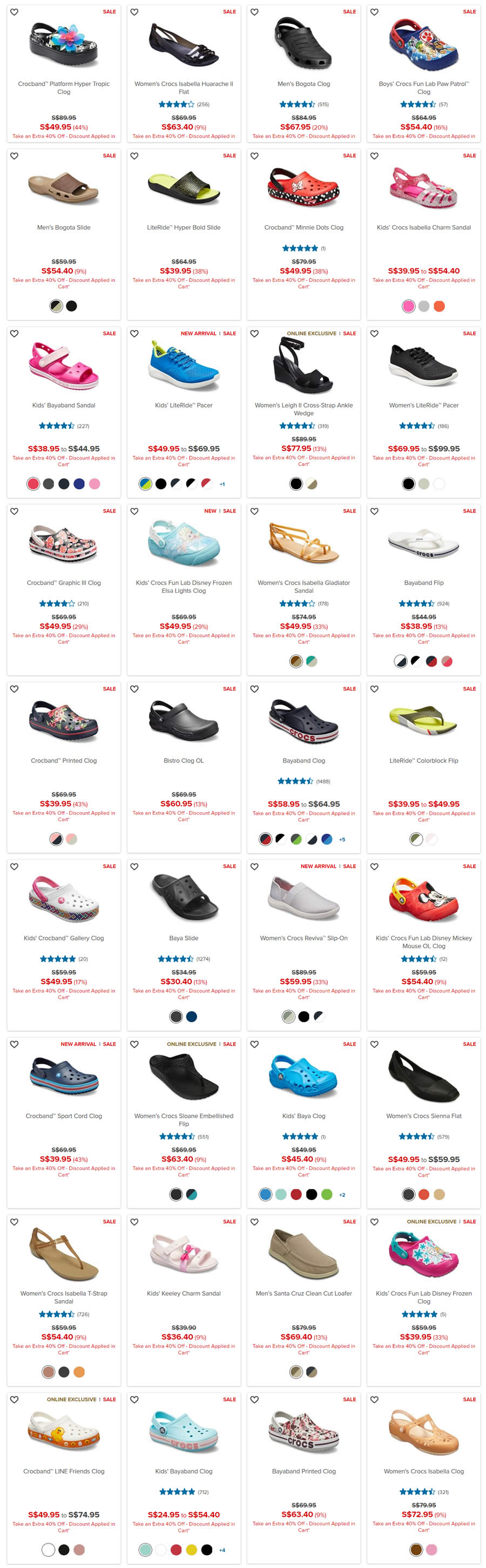 Crocs: Extra 40% Off on selected sale items till 5 February 2020