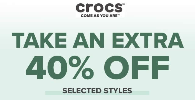 Crocs: Extra 40% Off on selected sale items till 5 February 2020