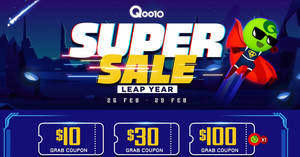 Featured image for (EXPIRED) Qoo10: Super Sale – grab $10, $30 & $100 cart coupons daily (26 – 29 Feb)