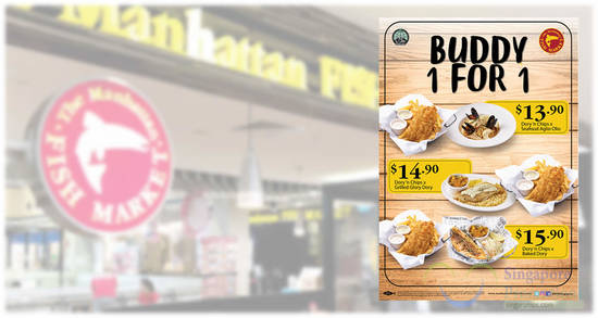 Featured image for The Manhattan FISH MARKET is offering Buddy 1-for-1 deals from 5th - 10th Feb 2020 at all outlets