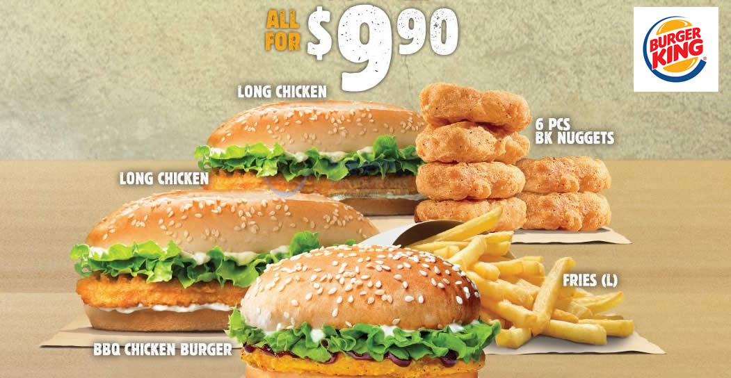 Burger King has a $9.90 Crazy Chicken deal consisting of 3 burgers ...