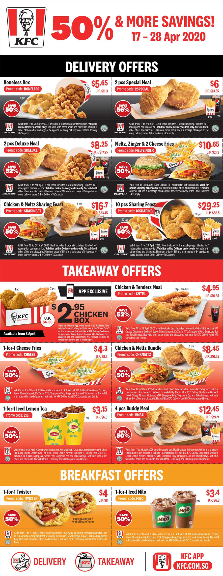 kfc releases new and refreshed set of coupons offering 50 and more