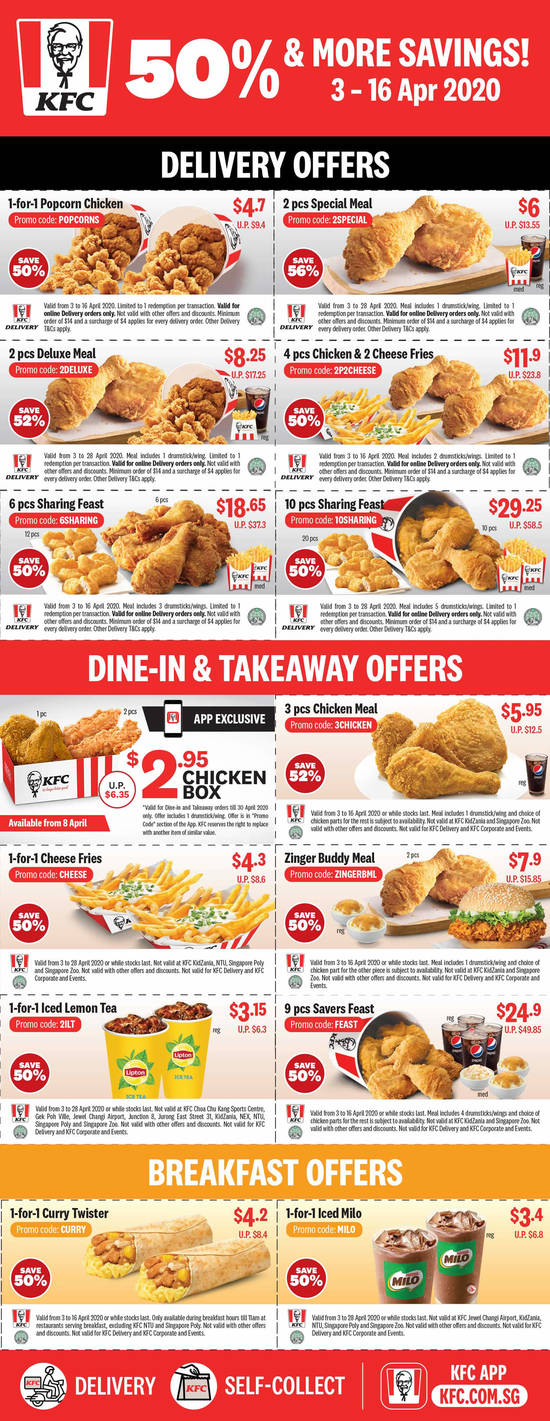 kfc enjoy 50 more savings with the latest e coupons valid up to 28