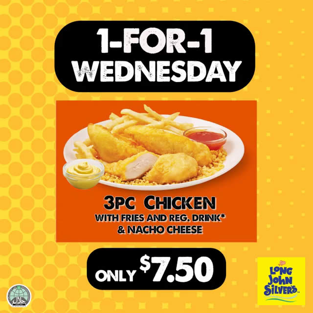 Long John Silver’s is offering 1-for-1 takeaway deals every Wednesday ...