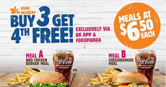 Featured image for Burger King: Buy-3-get-1-free Savers meal when you order via BK app and Foodpanda (From 15 May 2020)