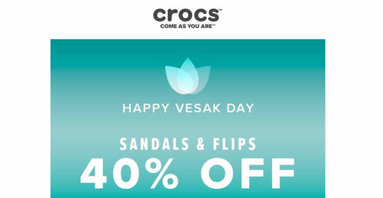Featured image for Crocs: Extra 40% OFF for Sandals & Flips till 8 May 2020