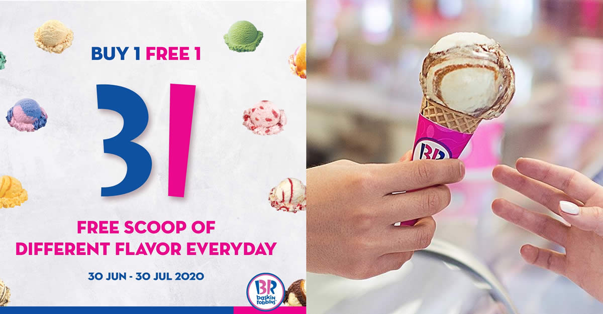 Featured image for Baskin-Robbins: Free Single Junior flavor of the day with every Single Regular scoop purchased till 30 July 2020