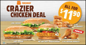 Featured image for Burger King: $11.90 for 3 burgers, 6pcs nuggets & 2 drumlets deal from 2 June 2020