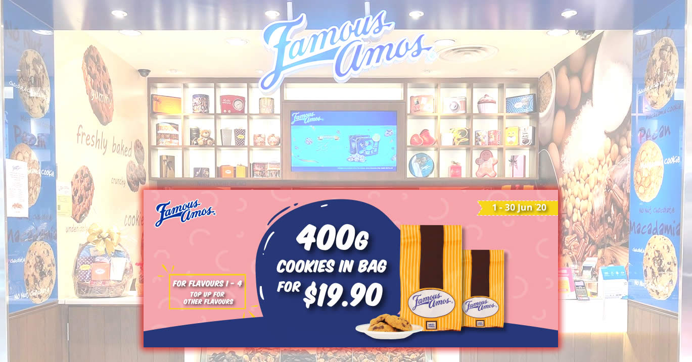 Featured image for Grab Famous Amos 400g cookies in bag for $19.90 till 30 June 2020