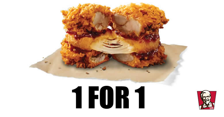 Featured image for KFC is offering 1-for-1 Mozzarella Zinger Double Down burgers from 17 - 19 June 2020