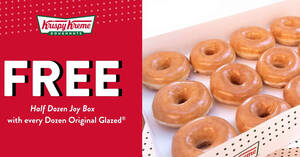 Featured image for Krispy Kreme: Free Half Dozen with every purchase of a Dozen Original Glazed doughnuts till 30 June 2020