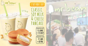 Featured image for (EXPIRED) Mr Bean: 1-for-1 set of Classic Soy Milk + 1 Cheese Pancake deal from 16 June 2020