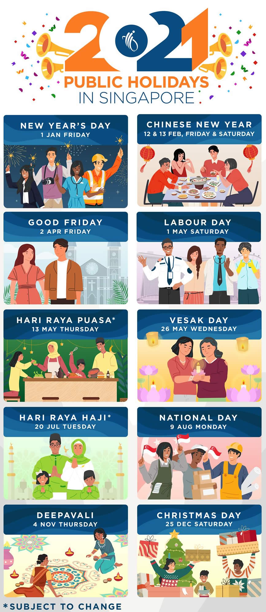 Singapore 2021 Public Holidays – Four Long Weekends! Updated as of 24 June 2020