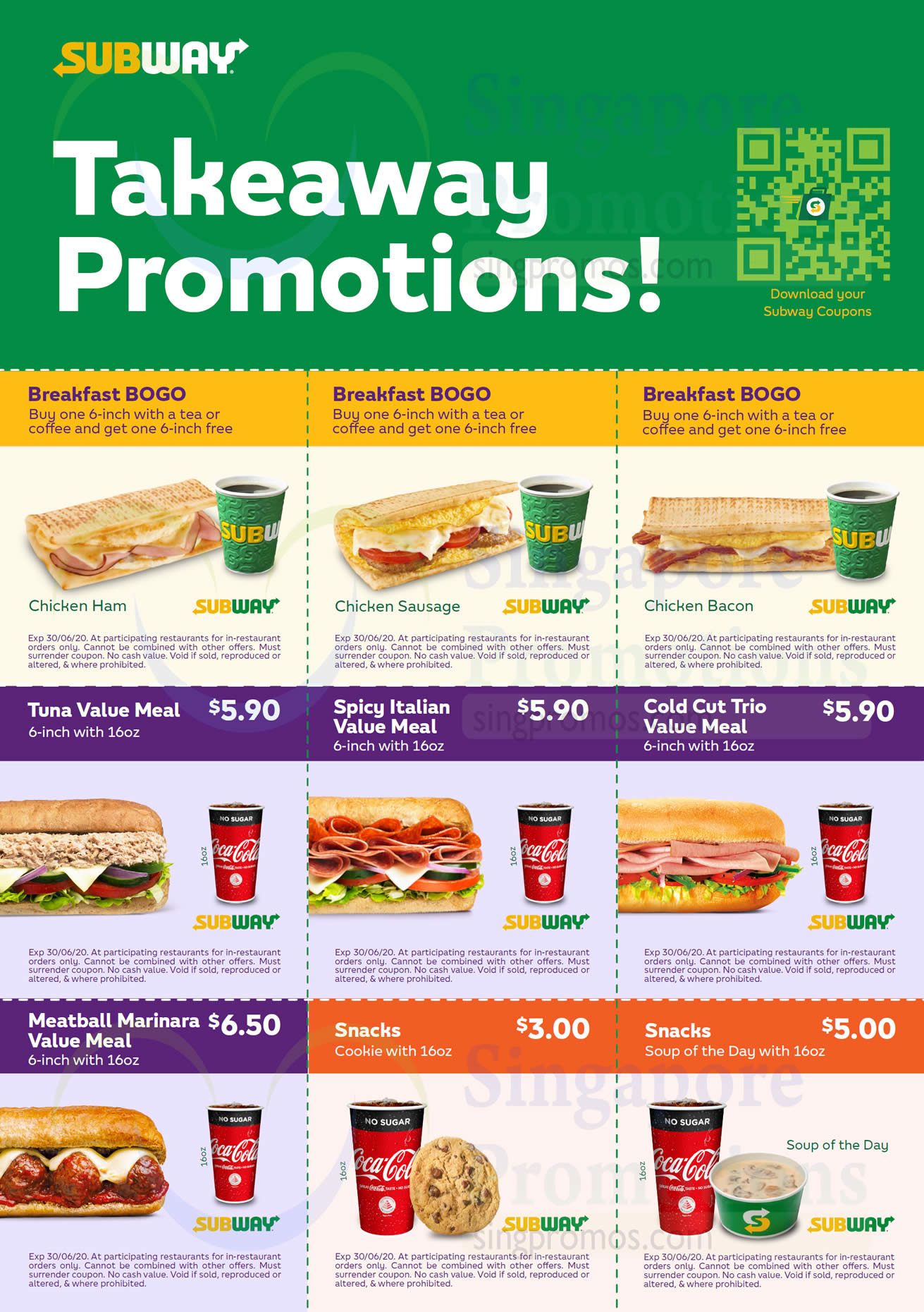 Subway extends their takeaway coupon deals including the 1for1