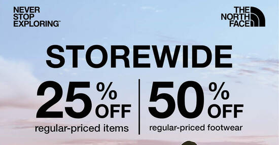 Featured image for The North Face: 50% off regular-priced footwear and 25% off regular-priced items till 30 June 2020