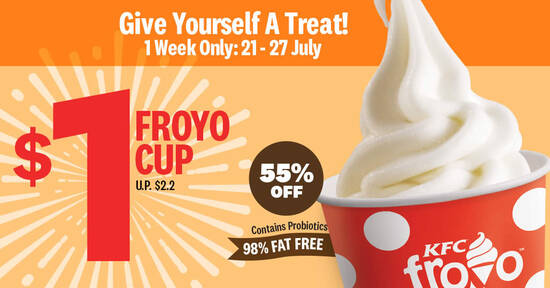 Featured image for KFC: $1 Froyo Cup deal (usual $2.20) for a limited time from 21 - 27 July 2020