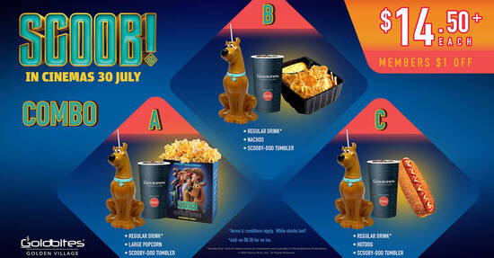 Golden Village: Get a Scooby-Doo collectible tumbler when you purchase the GV-exclusive Scoob! Combo Set - 1