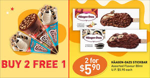 Featured image for 7-Eleven: Buy-1-Get-1-Free Häagen-Dazs Stickbar, Buy-2-Get-1-Free Wall’s Cornetto and more from 19 Aug – 1 Sep 2020