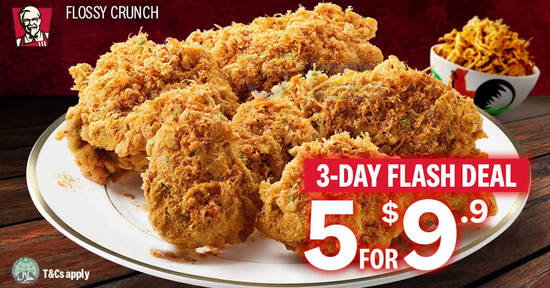 Featured image for KFC 3-Day FLASH Deal: 5pcs Chicken at $9.90 for dine-in, takeaway and KFC Delivery from 12 - 14 August 2020