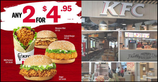 Featured image for KFC: Pick any two of your favourite burgers and wraps for just under $5. From 17 August 2020