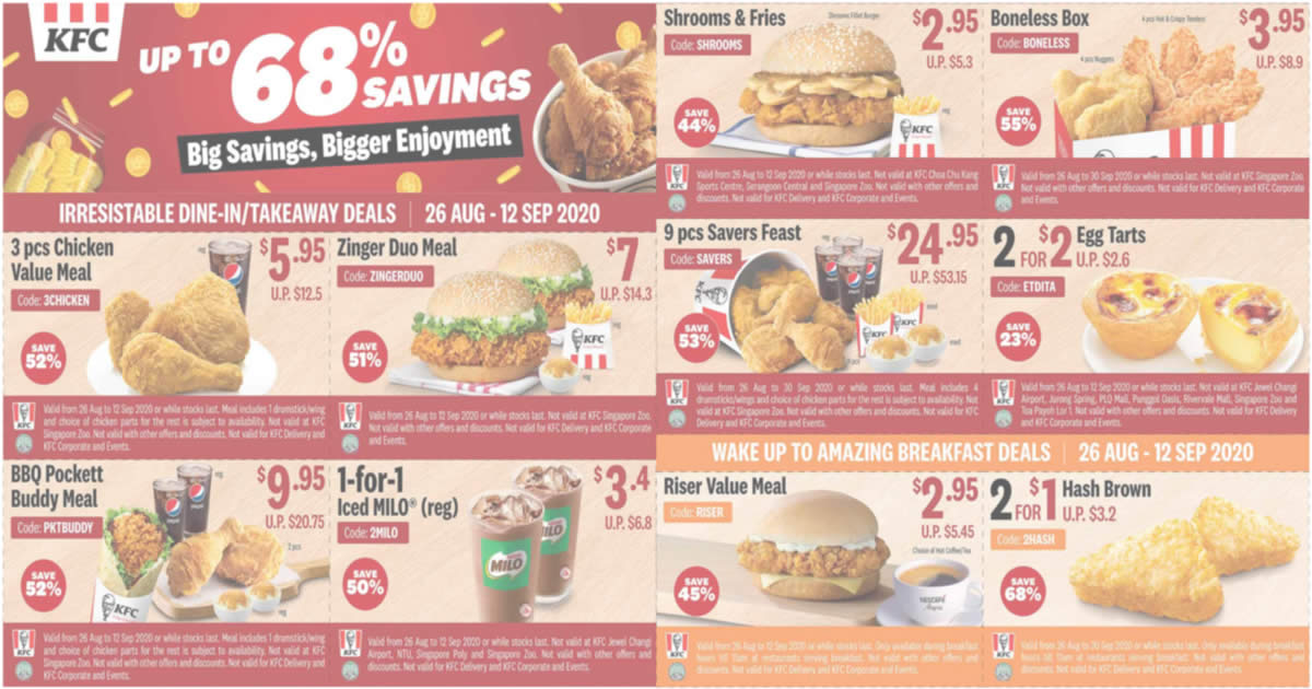 kfc releases new dine in takeaway and delivery coupons that lets you