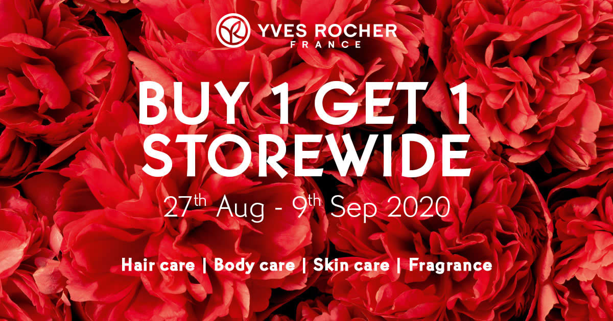 Featured image for Yves Rocher: Buy-1-Get-1-Free storewide at 5 outlets from 27 August - 9 September 2020