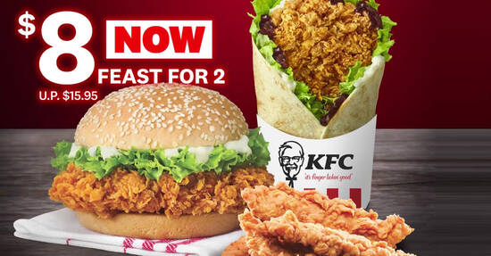 Featured image for KFC: $8 (usual $15.95) for Zinger, BBQ Pockett and 4 pieces of Hot & Crispy Tenders deal from 1 Oct 2020
