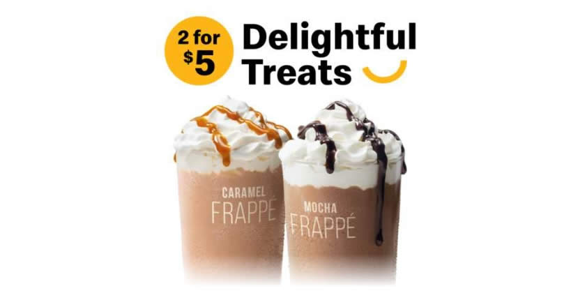 Featured image for McDonald's S'pore brings back 2-for-$5 Frappe (Mocha or Caramel) deal (Wed - Fri) till 25 Feb 2022