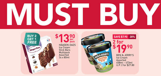 Fairprice: Ben & Jerry’s at 2-for-$19.90 (U.P. $27.80), Haagen-Dazs Stick Bars Multipack at 3-for-$13.90 & more till 16 Sep 2020 - 1