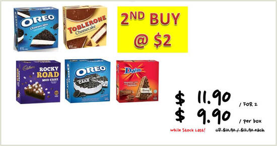 Sheng Siong: $2 2nd Buy for Toblerone Cheesecakes, Oreo Cheesecakes, Daim Chocolate Cake and more till 13 Sep 2020 - 1