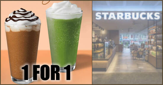 Starbucks: Enjoy a 1-for-1 treat on selected beverages from 21 – 24 Sep 2020 when you pay with your Starbucks Card - 1
