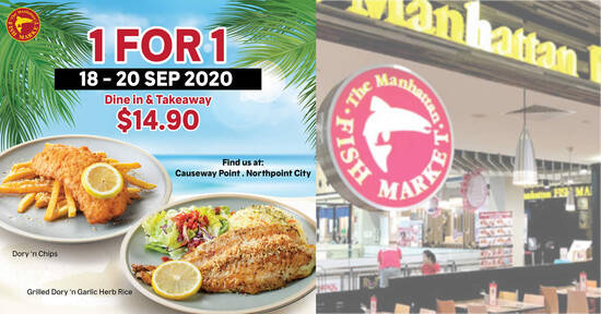 Featured image for The Manhattan FISH MARKET 1-for-1 deal is back at selected outlets from 18 - 20 Sep 2020
