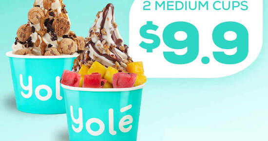 Yolé: Grab two medium cups for just $9.90 at almost all outlets on 9 September 2020 - 1