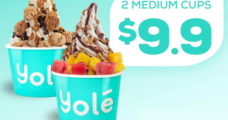 Featured image for Yolé: Grab two medium cups for just $9.90 at almost all outlets on 9 September 2020