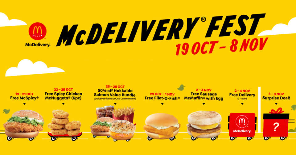 Featured image for McDelivery® Fest to offer Free McSpicy®, Filet-O-Fish® and more with any purchase (19 Oct - 8 Nov 2020)