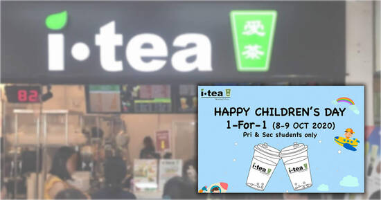 iTEA is offering 1-for-1 drinks for all primary and secondary students from 8 – 9 October 2020 - 1
