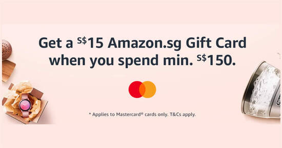 Featured image for Amazon.sg: Get a S$15 Amazon.sg Gift Card when you spend S$150 or more using Mastercard till 26 Nov 2020