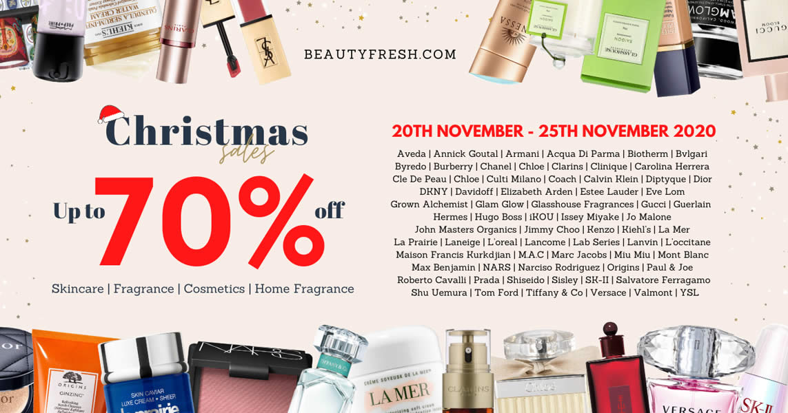 Featured image for Beautyfresh Online Warehouse Sale up to 70% off La Mer, Estee Lauder, Shiseido & more from 20 - 25 Nov 2020
