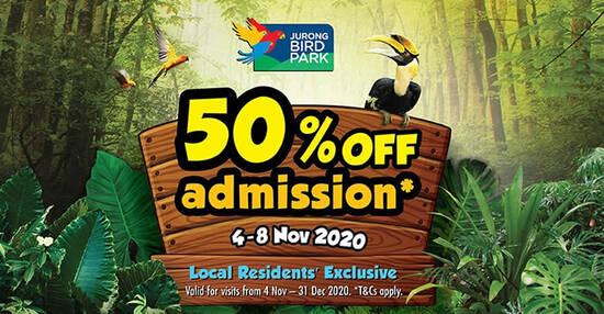 Featured image for Jurong Bird Park: Enjoy 50% off admission tickets for visits till 31 Dec when you buy your tickets by 8 Nov 2020