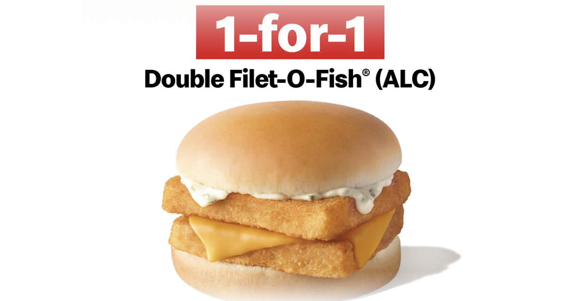 Featured image for McDonald's S'pore will be offering 1-for-1 Double Filet-O-Fish Burger on 8 Dec, pay only $2.70 each