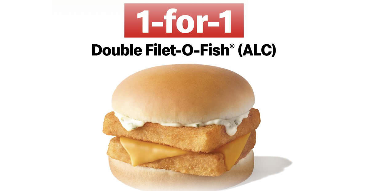 Featured image for McDonald's will be offering 1-for-1 Double Filet-O-Fish Burger from 11 - 13 Jan 2021