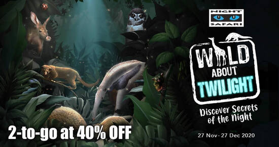 Featured image for Night Safari: Enjoy 2-to-go at 40% off promotion till 17 Dec 2020