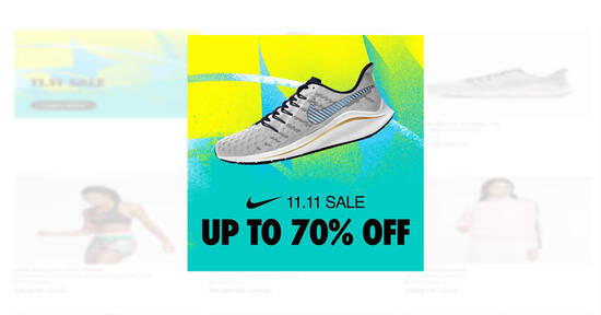 Featured image for Nike 11.11 online sale offers discounts of up to 70% off now till 11 November 2020