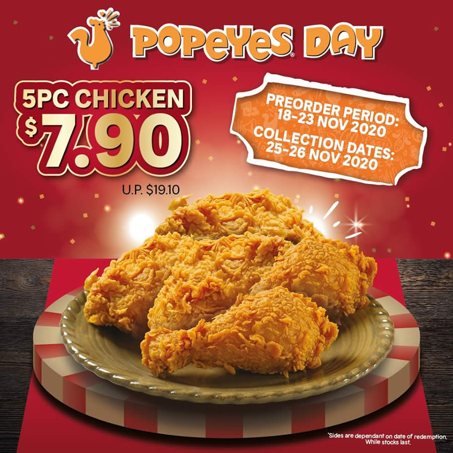 Popeyes 5pc chicken for 7.90 to open for preorder from 18 23 Nov