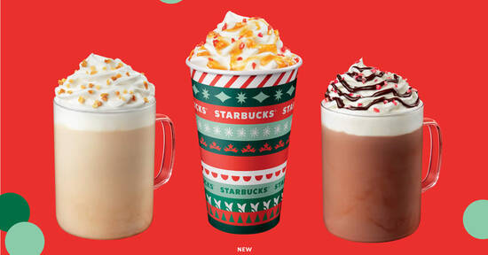 Featured image for Starbucks: Toffee Nut Crunch Latte & Peppermint Mocha returns along with other Christmas items from 2 November 2020