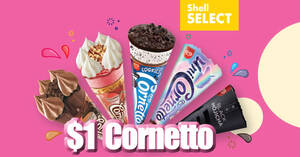 Featured image for $1 Cornetto Ice Cream (U.P. $2.40) at participating Shell Select stores till 31 Dec 2020